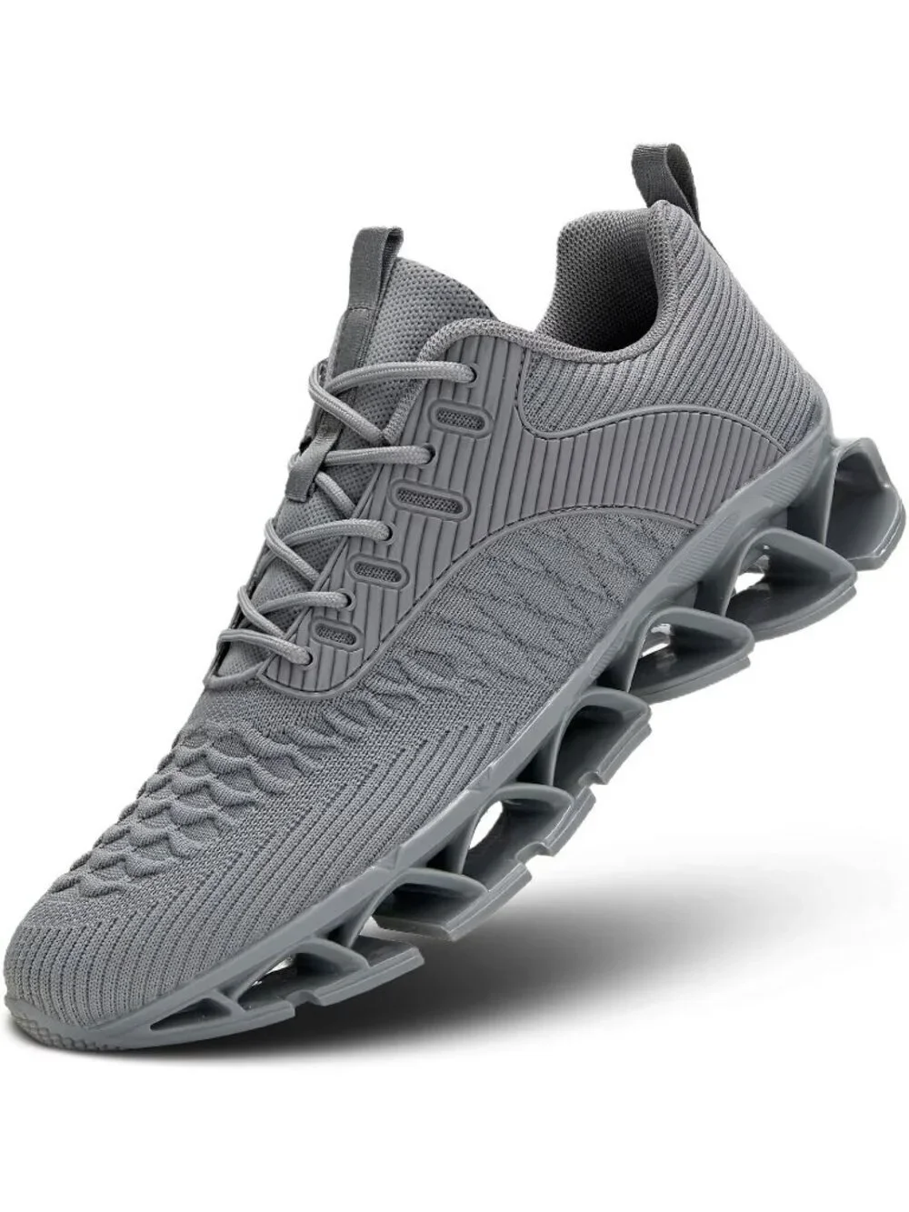 Men's Grey Comfort Non Slip Blade Tennis Athletic Trainer Slip on Sneaker Shoes